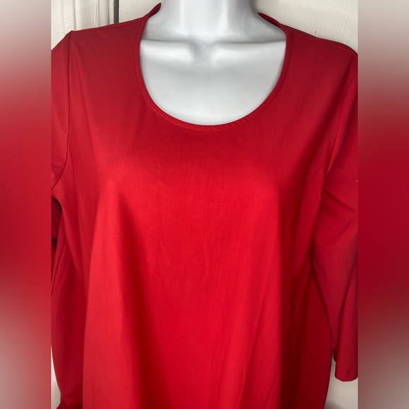 JASON Red Mid Length Sleeve Tunic Dress with Pockets - Picture 3 of 8